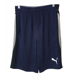 Puma Mens Athletic Shorts Sz M Navy White Pockets Long Basketball Training Gym